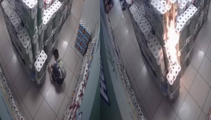 Bir ay arayla ikinci olayı: Kundakçı çocuk marketi böyle ateşe verdi