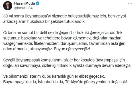 Bayrampaşa Belediye Başkanı Hasan Mutlu tutuklandı