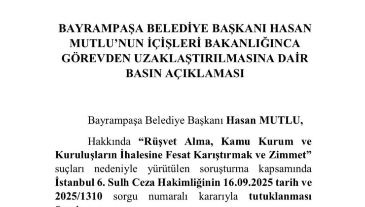 Bayrampaşa Belediye Başkanı görevden uzaklaştırıldı!
