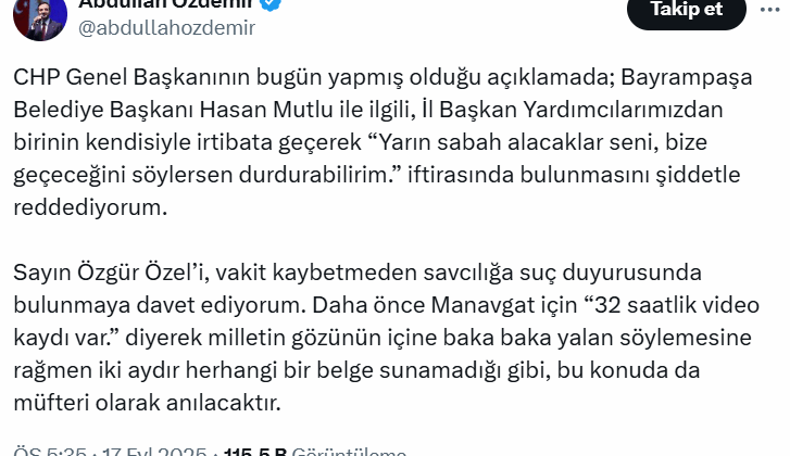 AKP ve MHP'den Özel'in 'Bayrampaşa' iddiasına yanıt