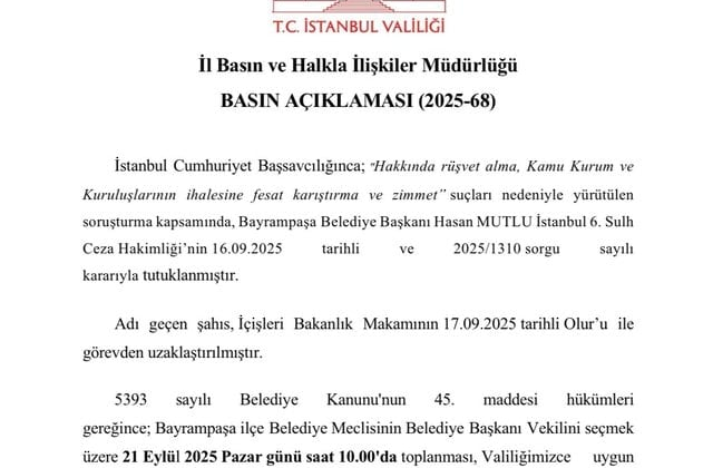 Bayrampaşa Belediyesi'nde başkanvekili seçimi için tarih belli oldu