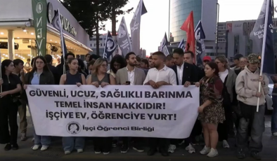 Cevizlibağ’daki KYK Kız Öğrenci Yurdu önünde eylem