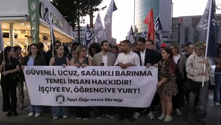 Cevizlibağ’daki KYK Kız Öğrenci Yurdu önünde eylem