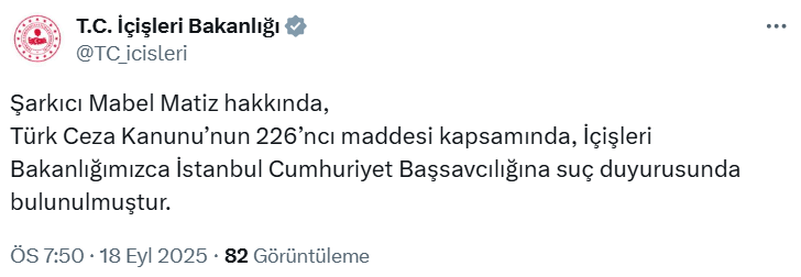 Son dakika… Mabel Matiz hakkında suç duyurusu