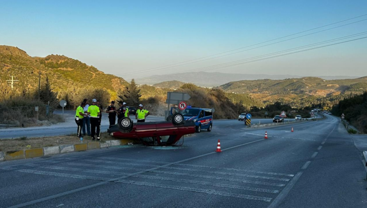 Aydın'da otomobil takla attı: 2 yaralı