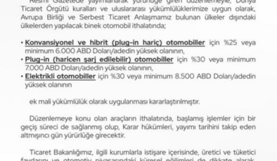 Otomobil ithalatına ek vergi