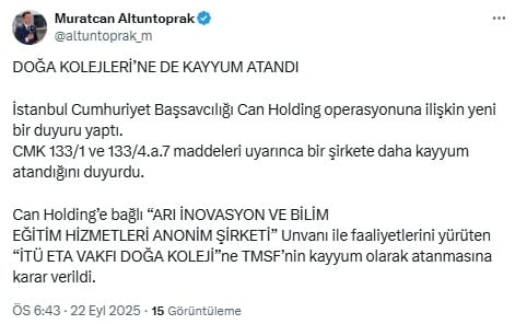 Can Holding soruşturması genişliyor! Doğa Koleji'ne kayyum atandı