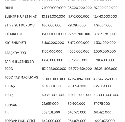 KİT ödenek tavanları belirlendi! En yüksek 332,6 milyar lirayla TPAO'ya verildi