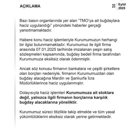 TMO'ya ait buğdaylara haciz uygulandığı iddiası yalanlandı